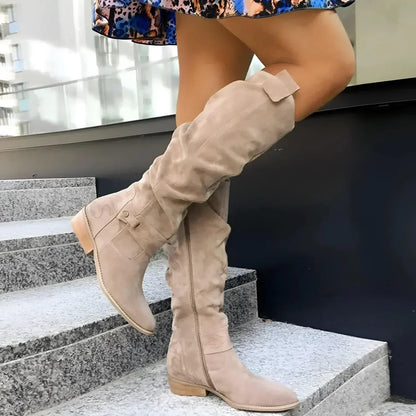 Bottes Suédées à Talon Plat