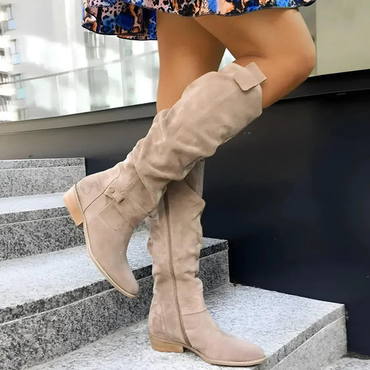 Bottes Suédées à Talon Plat