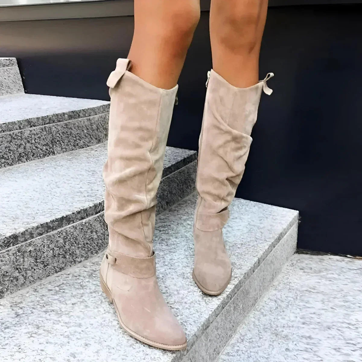Bottes Suédées à Talon Plat