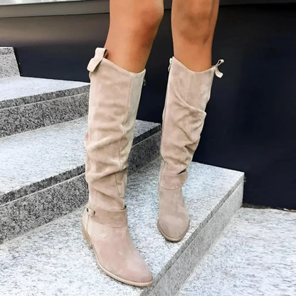 Bottes Suédées à Talon Plat