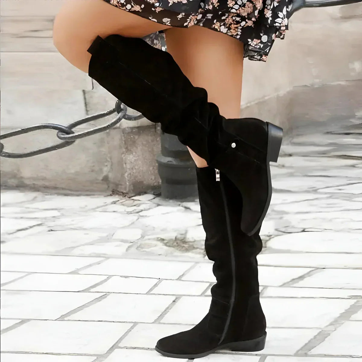 Bottes Suédées à Talon Plat