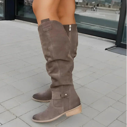 Bottes Suédées à Talon Plat
