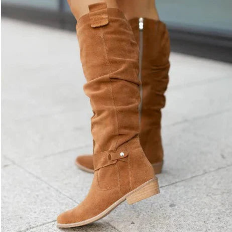 Bottes Suédées à Talon Plat