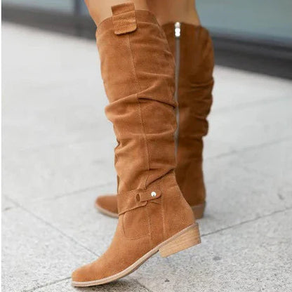 Bottes Suédées à Talon Plat